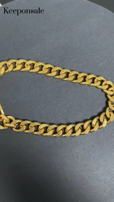 8MM Cuban Bracelet In 24K -  8''