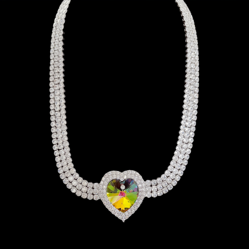 Goddess Heart Sparkling Jewelry Set Choker & Earrings