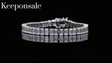 Rectangle Cut 0.5CT Moissanite Tennis Bracelet In Sterling Silver