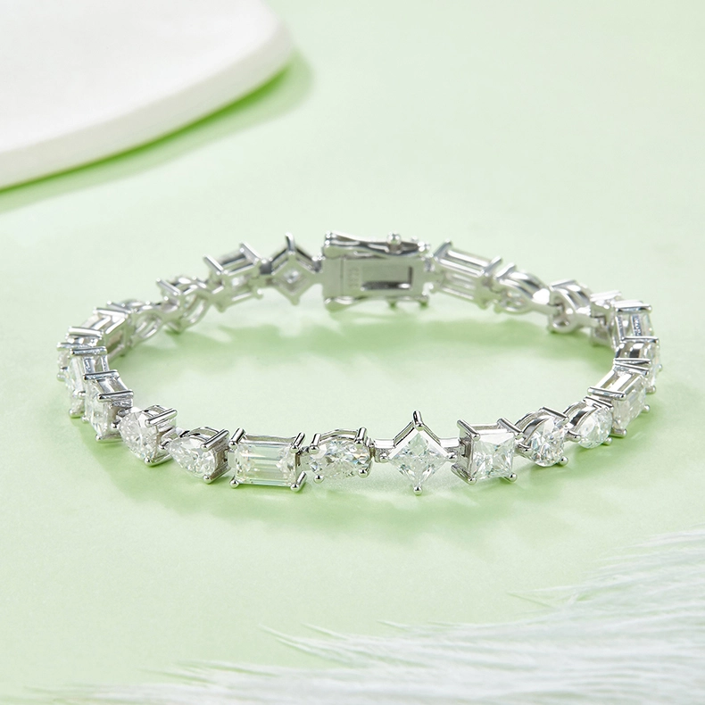 Irregular Cut 0.5CT Moissanite Tennis Bracelet In Sterling Silver
