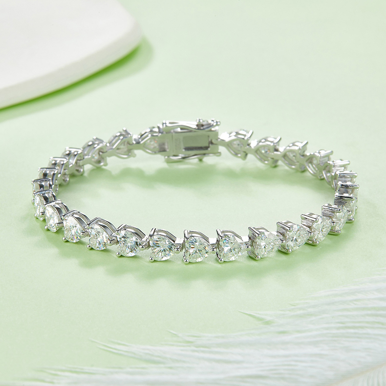 Heart Cut 0.5CT Moissanite Tennis Bracelet In Sterling Silver