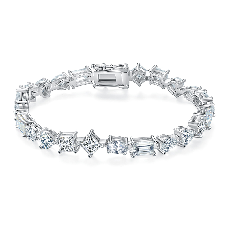 Irregular Cut 0.5CT Moissanite Tennis Bracelet In Sterling Silver