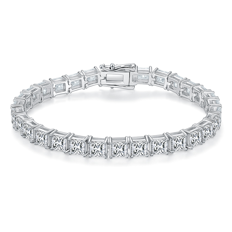 Square Cut 0.5CT Moissanite Tennis Bracelet In Sterling Silver