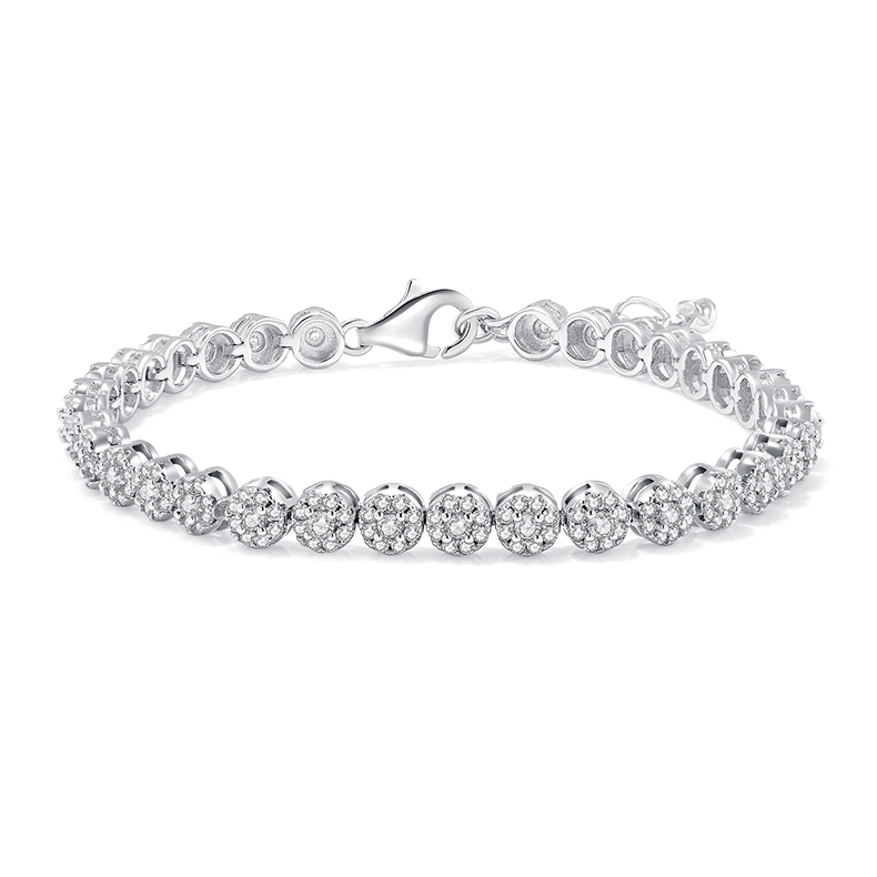 2MM Round Cut 3.5CT Pave Moissanite Tennis Bracelet In Sterling Silver