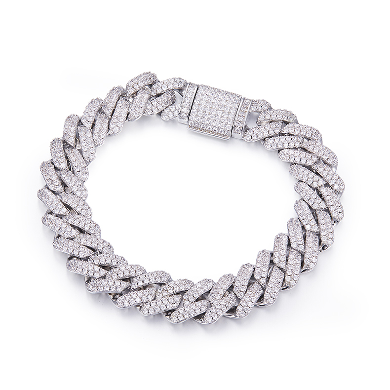 14MM Cuban Bracelet/Chain Moissanite In Sterling Silver