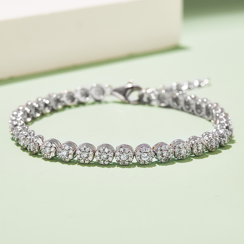 2MM Round Cut 3.5CT Pave Moissanite Tennis Bracelet In Sterling Silver