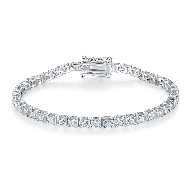 Sparkling Classic Moissanite Diamond Tennis Bracelet/Necklace In Sterling Silver