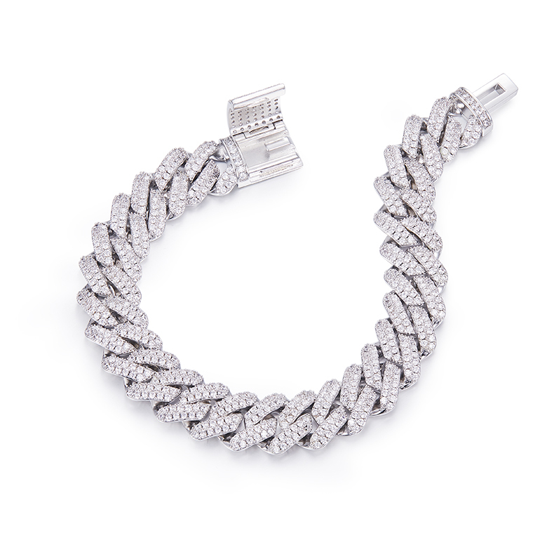14MM Cuban Bracelet/Chain Moissanite In Sterling Silver