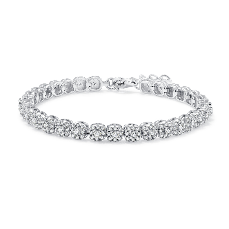 2MM Square Cut 3.5CT Pave Moissanite Tennis Bracelet In Sterling Silver
