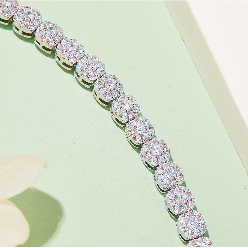 2MM Square Cut 3.5CT Pave Moissanite Tennis Bracelet In Sterling Silver