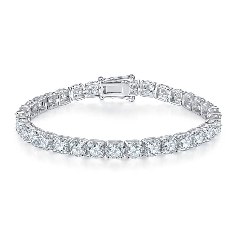 Sparkling Pave Classic 4 Claw Moissanite Diamond Tennis Bracelet/Necklace In Sterling Silver