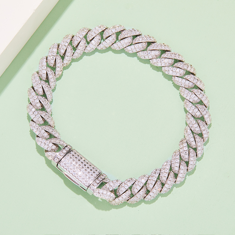 10MM Cuban Bracelet/Chain Moissanite In Sterling Silver