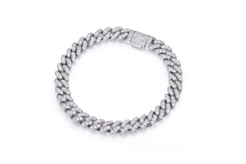 8MM Cuban Bracelet/Chain Moissanite In Sterling Silver