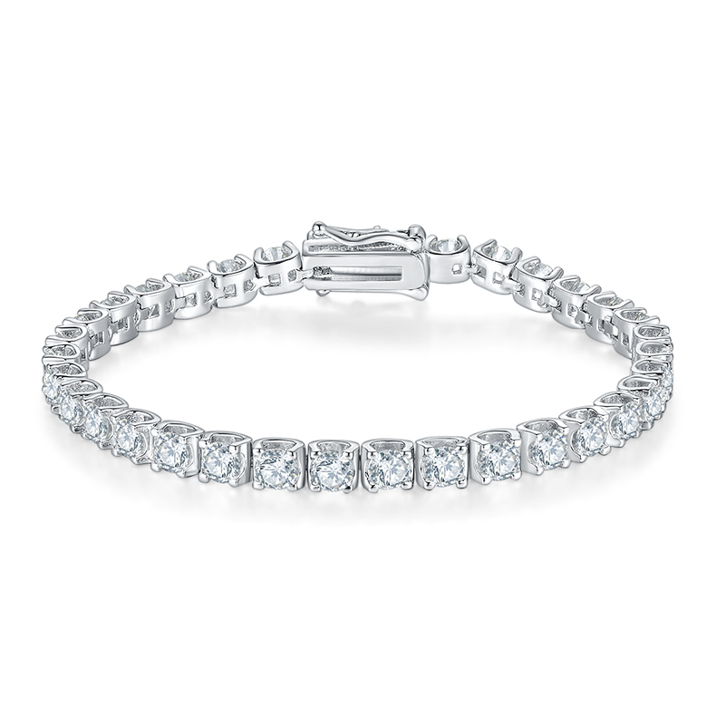 Sparkling Classic Moissanite Diamond Tennis Bracelet/Necklace In Sterling Silver