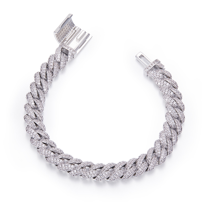 10MM Cuban Bracelet/Chain Moissanite In Sterling Silver