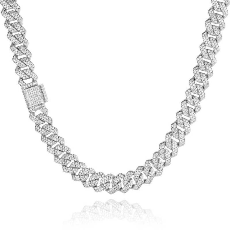 14MM Cuban Bracelet/Chain Moissanite In Sterling Silver