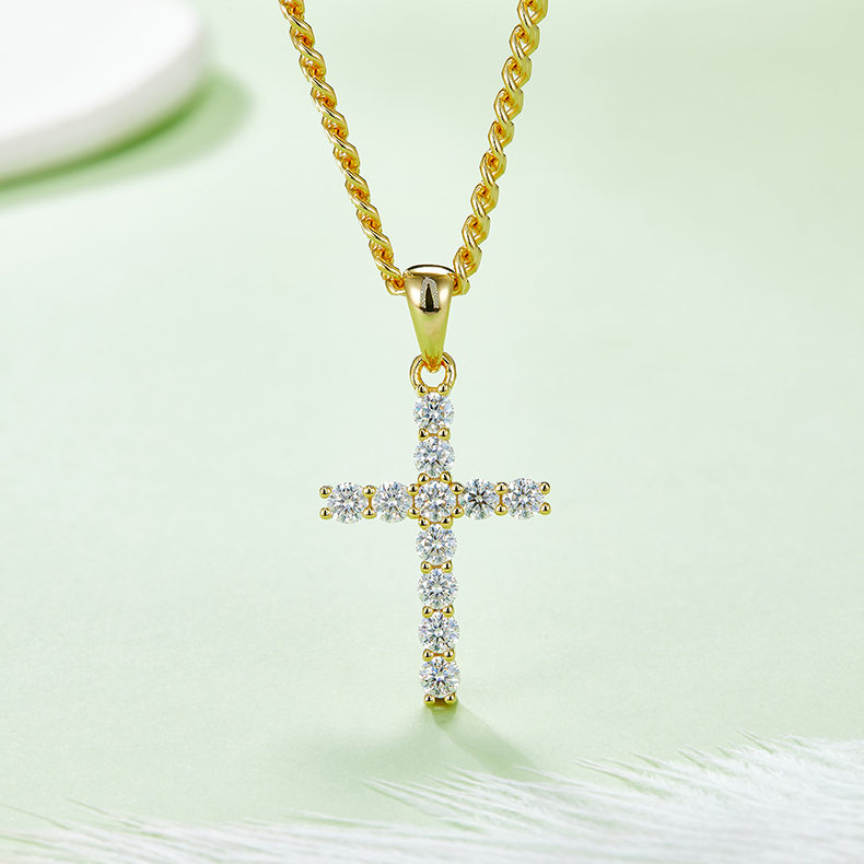 1.1CT Cross Pendant Pave Moissanite In Sterling Silver