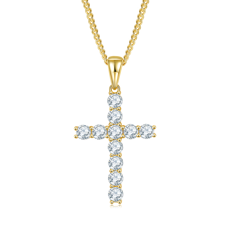 5.5CT Cross Pendant Pave Moissanite In Sterling Silver