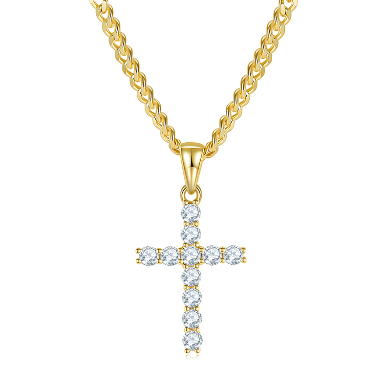 1.1CT Cross Pendant Pave Moissanite In Sterling Silver