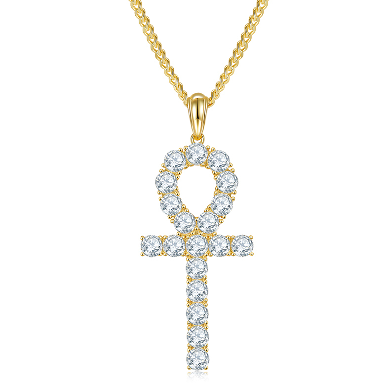 Cross Pendant Pave Moissanite In Sterling Silver