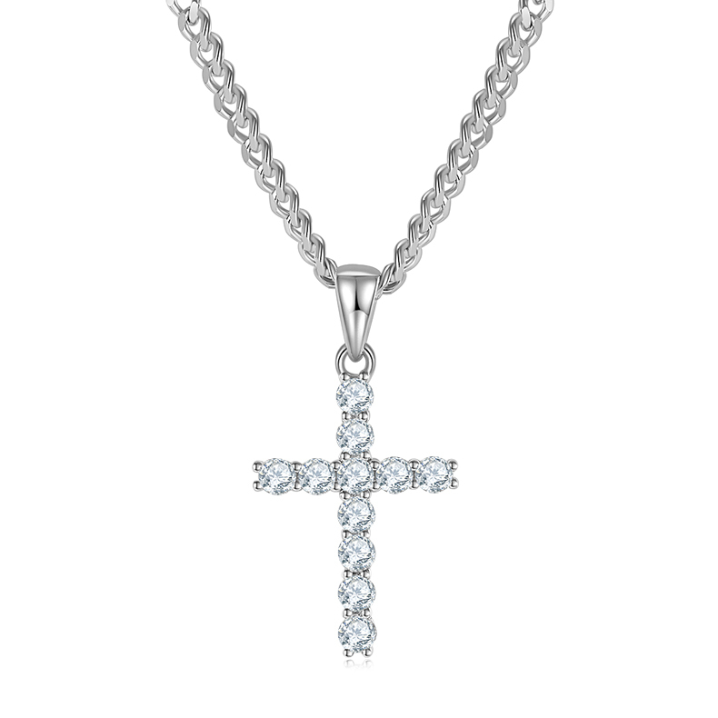 1.1CT Cross Pendant Pave Moissanite In Sterling Silver