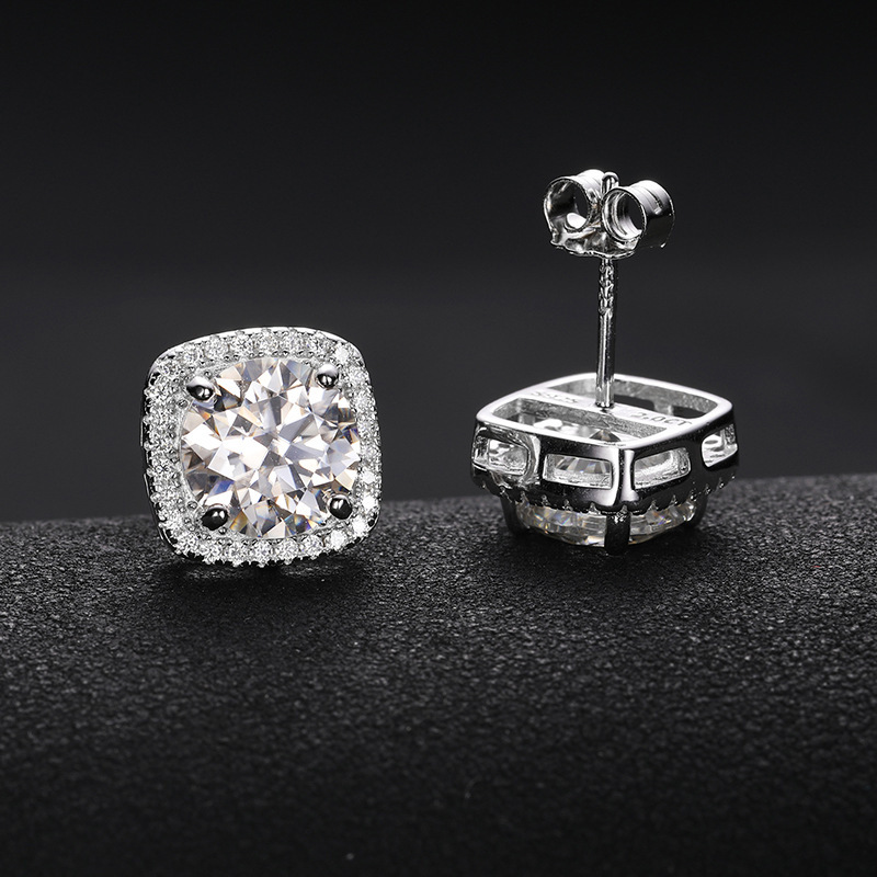 0.5CT/1CT/2CT Stud Earrings Moissanite In Sterling Silver