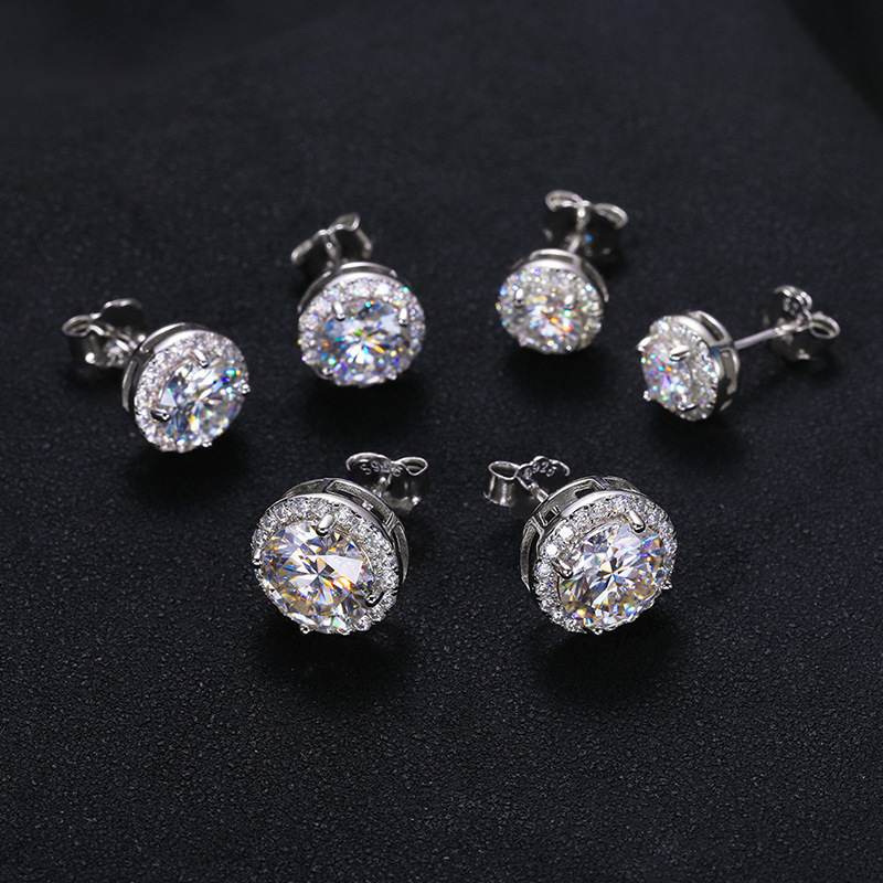 0.5CT/1CT/2CT Stud Earrings Moissanite In Sterling Silver