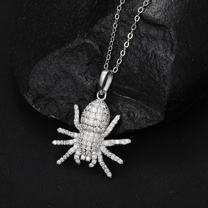 Spider Pendant Moissanite In Sterling Silver