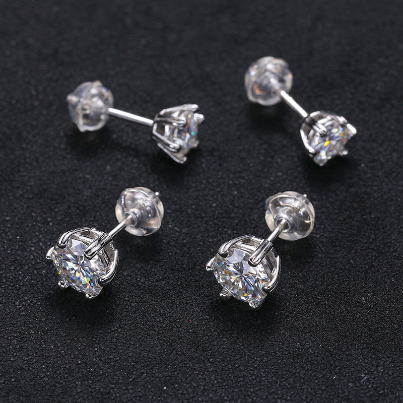 0.5CT/1CT Stud Earrings Moissanite In Sterling Silver