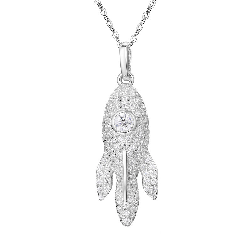 Space Shuttle Pendant Moissanite In Sterling Silver