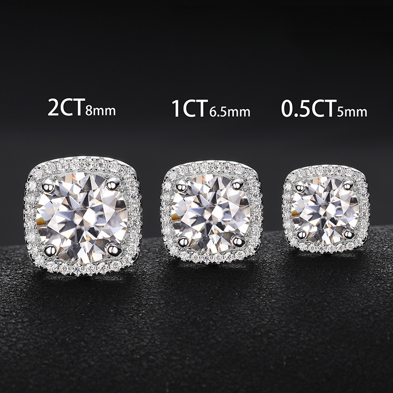 0.5CT/1CT/2CT Stud Earrings Moissanite In Sterling Silver