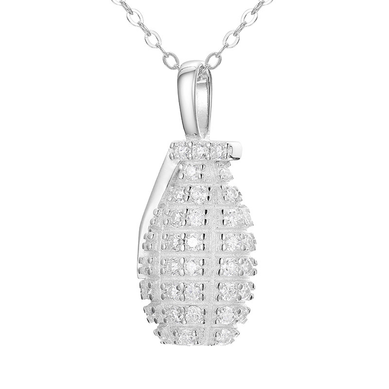 Grenade Pendant Moissanite In Sterling Silver