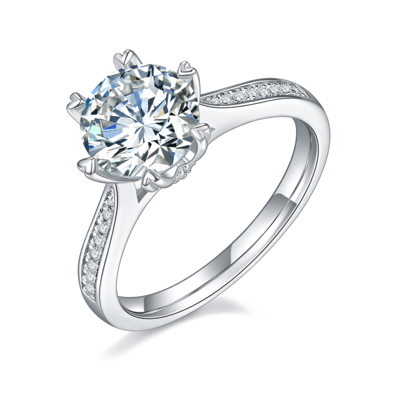 2CT Moissanite Ring In Sterling Silver