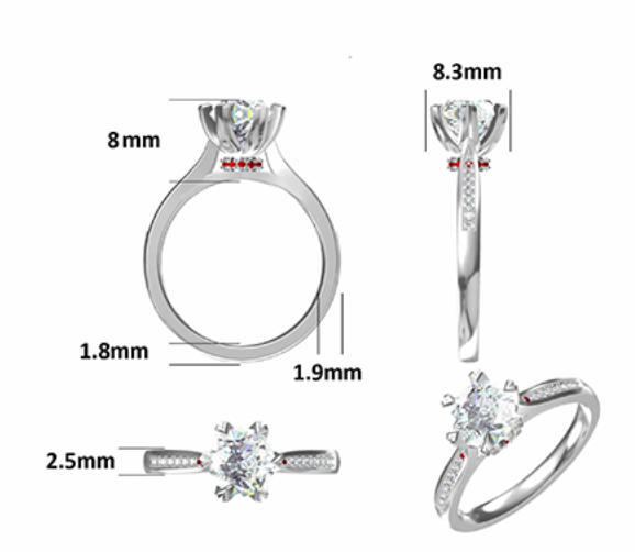 1.5CT Moissanite Ring In Sterling Silver