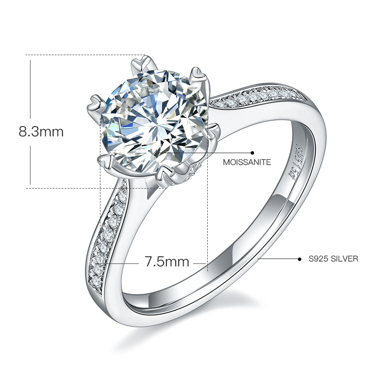 1.5CT Moissanite Ring In Sterling Silver