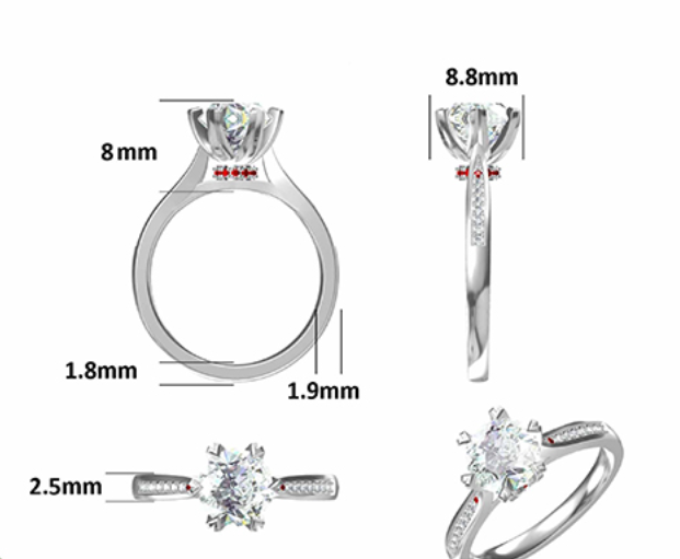 2CT Moissanite Ring In Sterling Silver