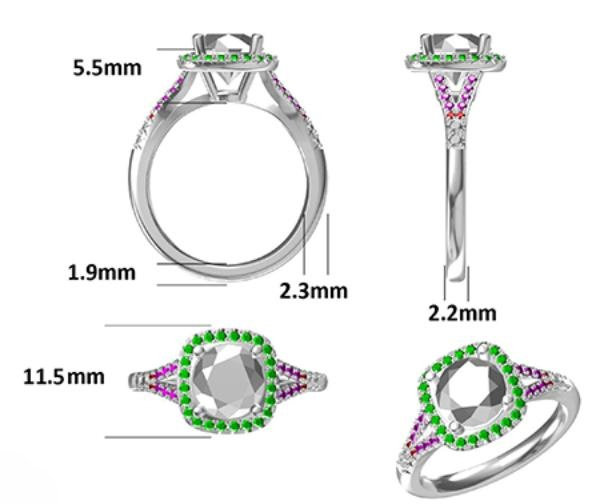 2CT Moissanite Ring In Sterling Silver