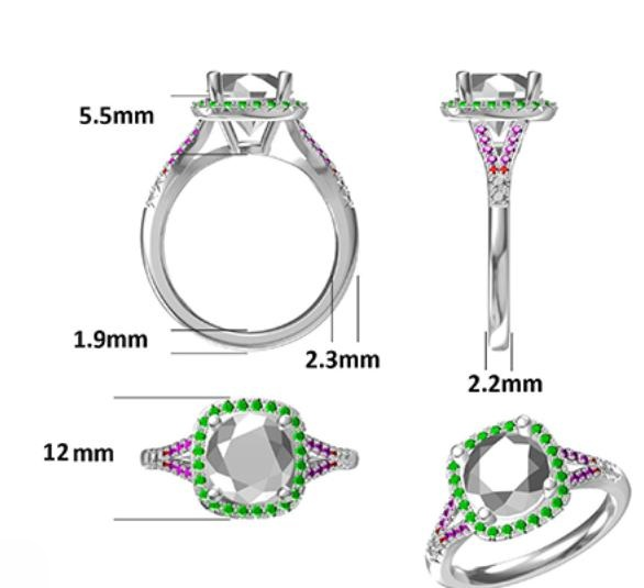 3CT Moissanite Ring In Sterling Silver