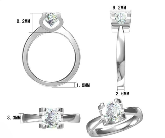 3CT Moissanite Ring In Sterling Silver