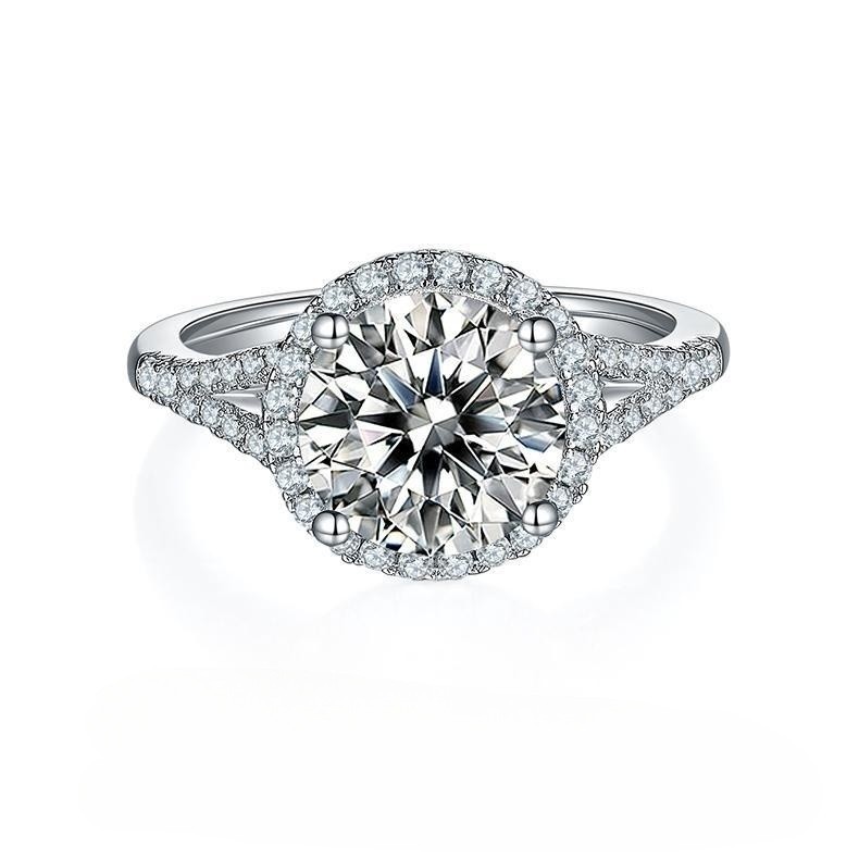 3CT Rount Cut Moissanite Ring In Sterling Silver