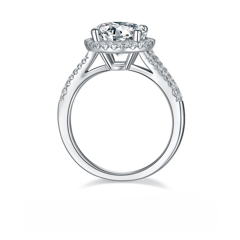 3CT Rount Cut Moissanite Ring In Sterling Silver