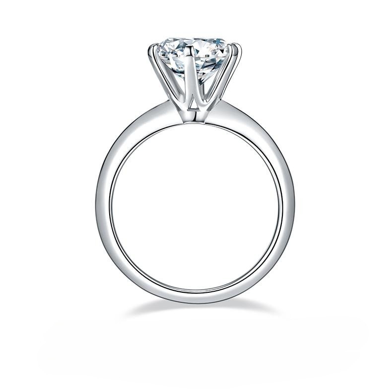 3CT 6 Claws Moissanite Ring In Sterling Silver