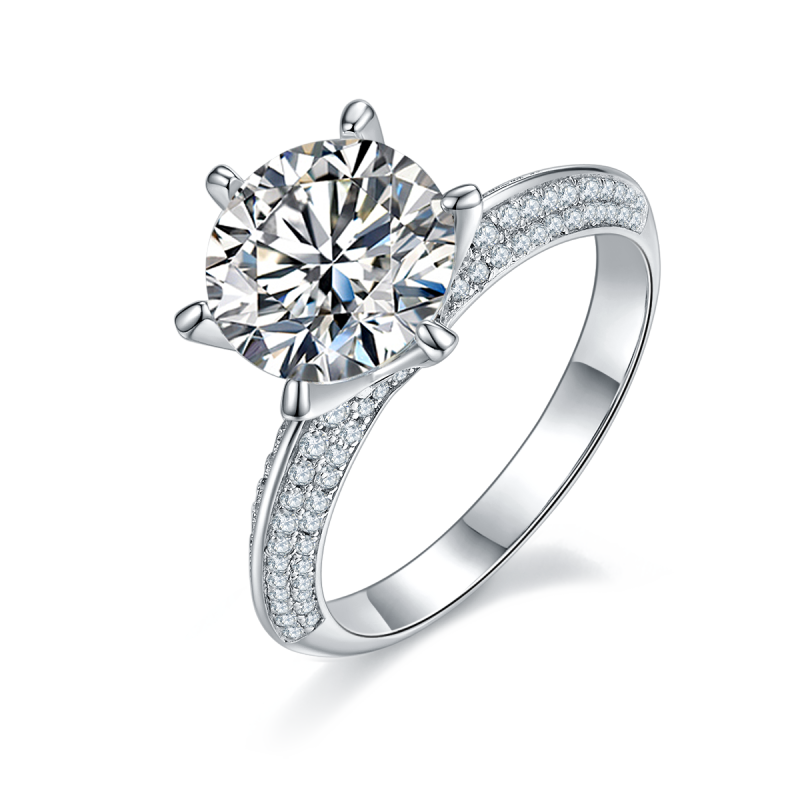 3CT Moissanite Ring In Sterling Silver