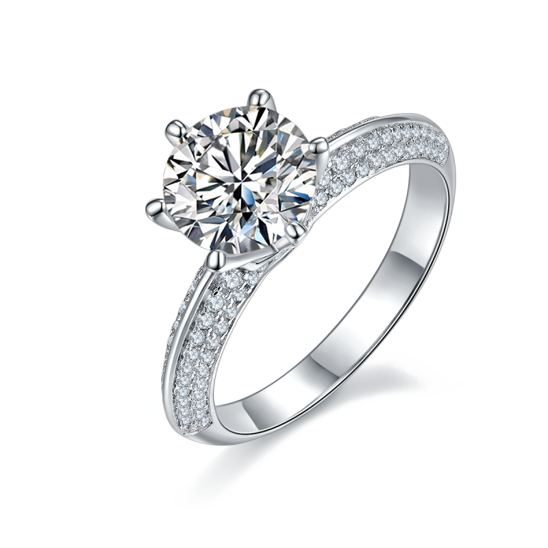 2CT Moissanite Ring In Sterling Silver