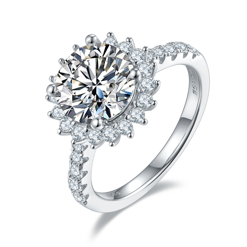 3CT Moissanite Ring In Sterling Silver