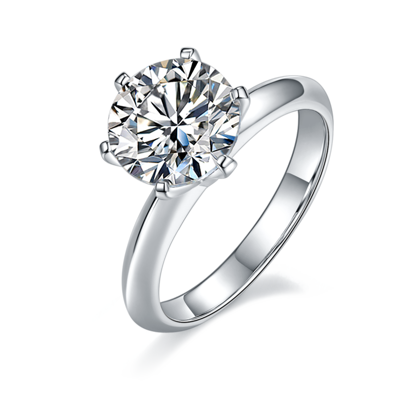 3CT 6 Claws Moissanite Ring In Sterling Silver