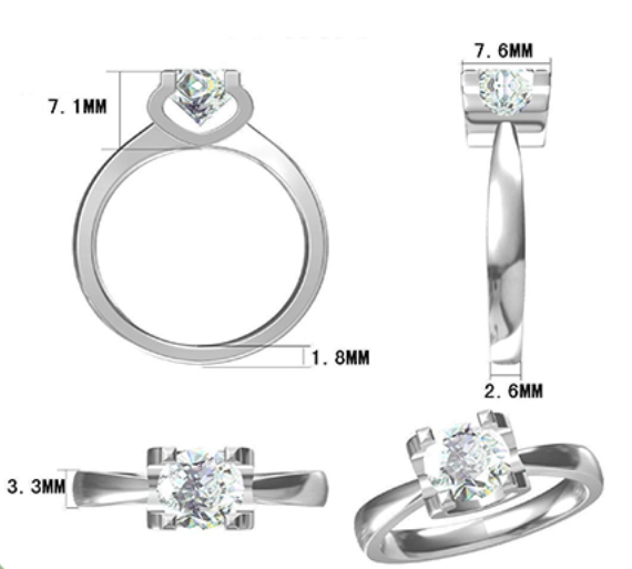 1.5CT Moissanite Ring In Sterling Silver