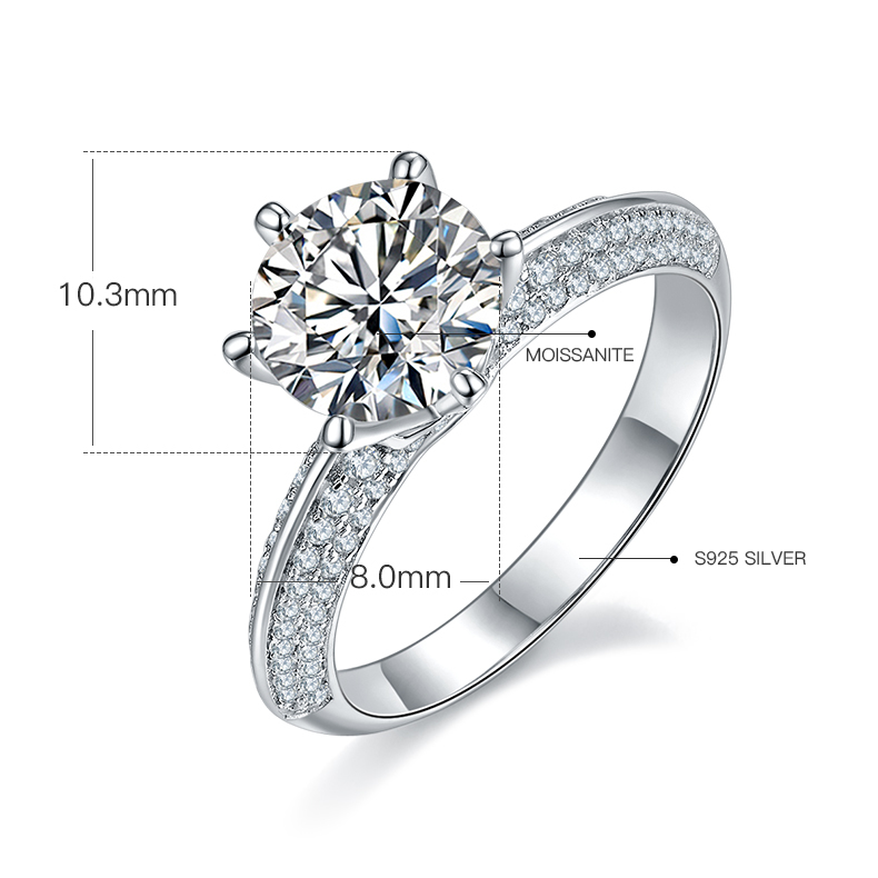 2CT Moissanite Ring In Sterling Silver