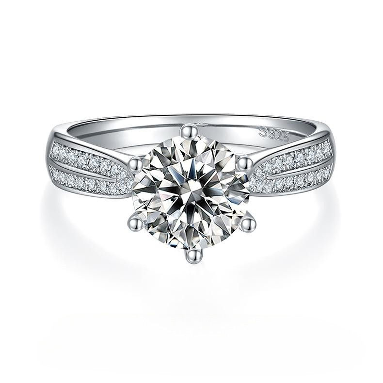 2CT Moissanite Ring In Sterling Silver