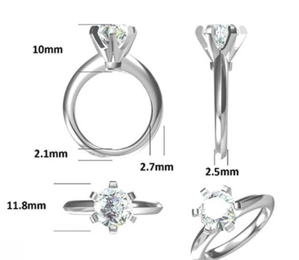 3CT 6 Claws Moissanite Ring In Sterling Silver